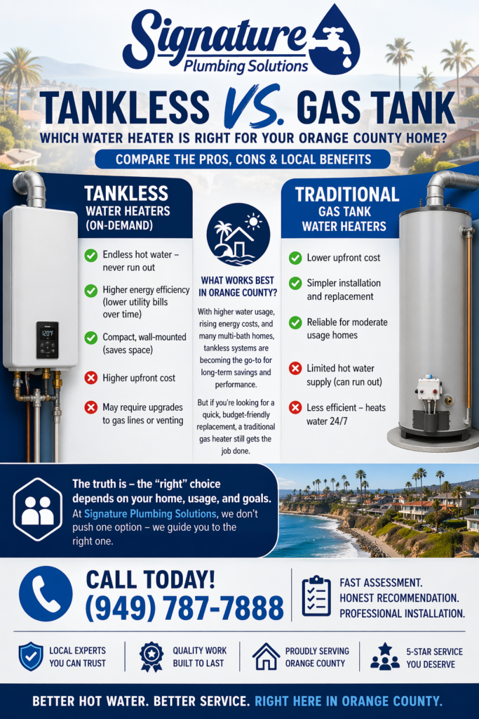 Tankless vs. Traditional Gas Water Heaters — What’s Right for Your Orange County Home?