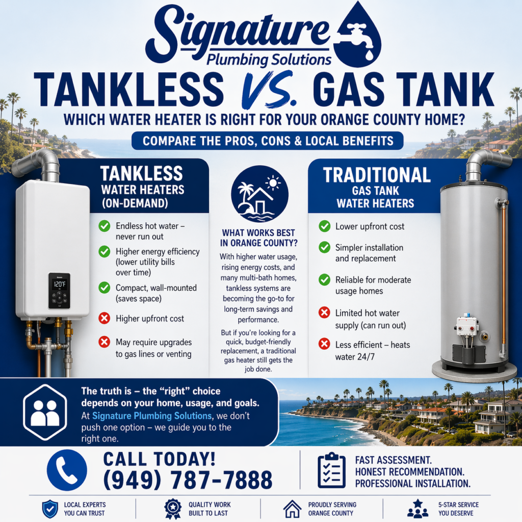 Tankless vs. Traditional Gas Water Heaters — What’s Right for Your Orange County Home?